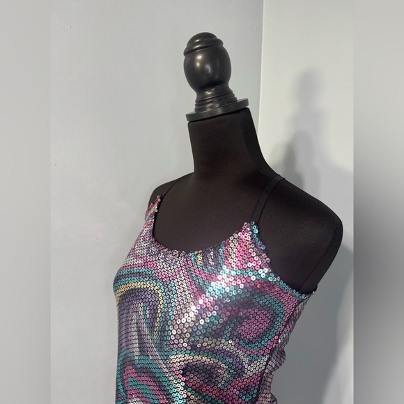 FREE PEOPLE Intimately Psychedelic Sequin Slip Dress Women’s‎ Size Medium - Picture 2 of 8